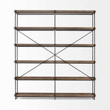 Medium Brown Wood And Iron Shelving Unit With 5 Tray Shelves - Homeroots - Flyclothing LLC