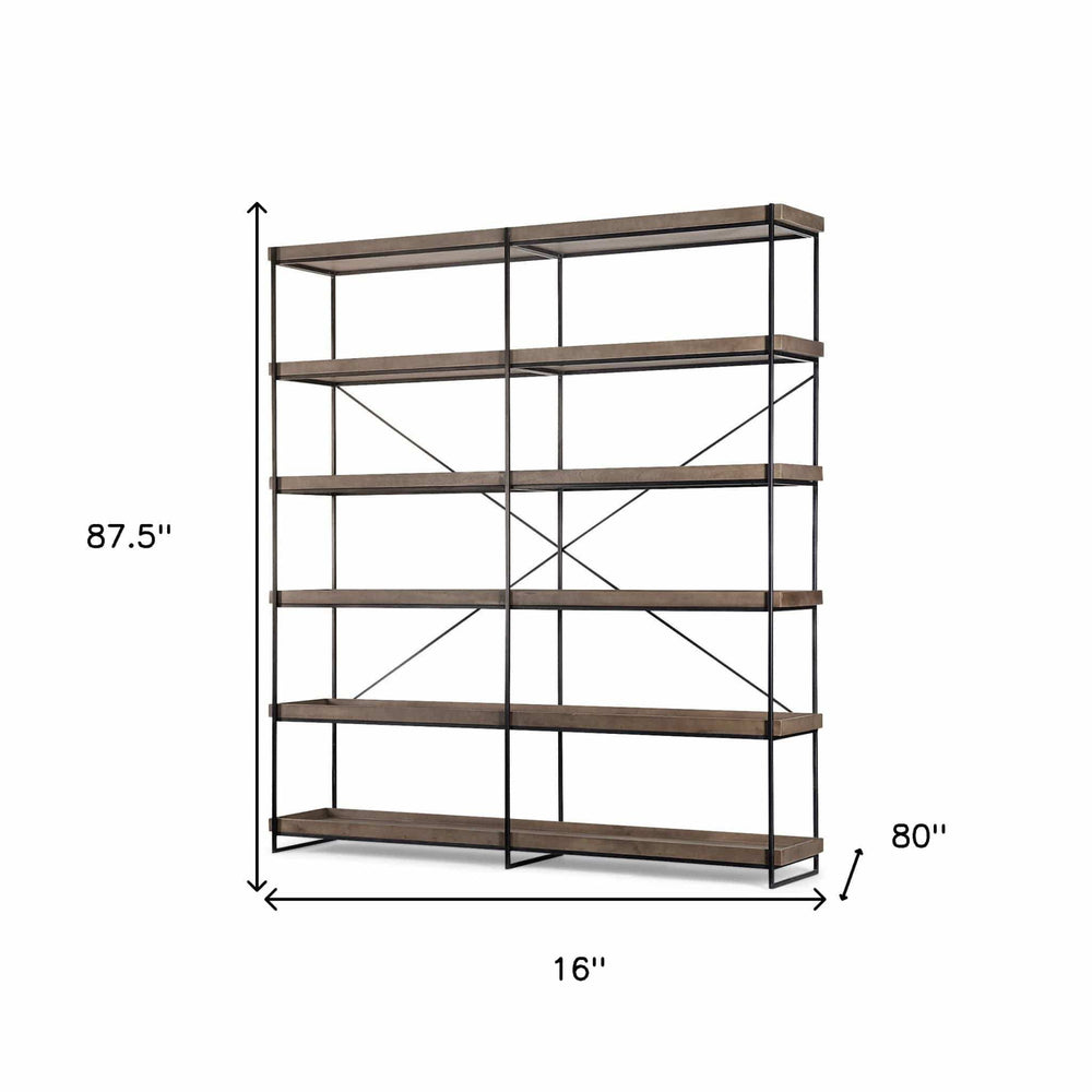 Medium Brown Wood And Iron Shelving Unit With 5 Tray Shelves - Homeroots - Flyclothing LLC