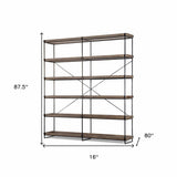 Medium Brown Wood And Iron Shelving Unit With 5 Tray Shelves - Homeroots - Flyclothing LLC