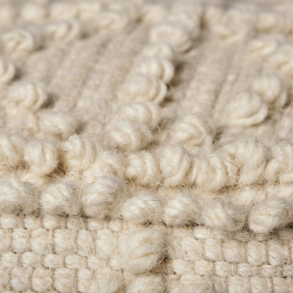 Ivory Wool Sqaure Pouf With Popcorn Detail - Homeroots - Flyclothing LLC