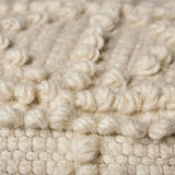 Ivory Wool Sqaure Pouf With Popcorn Detail - Homeroots - Flyclothing LLC