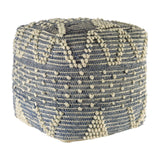 Blue Denim And Ivory Square Pouf With Cotton Stitched - Homeroots - Flyclothing LLC
