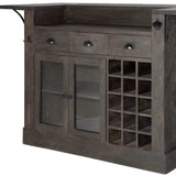Gray Solid Wood Kitchen Island With Wine Bottle Storage - Homeroots - Flyclothing LLC