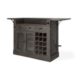 Gray Solid Wood Kitchen Island With Wine Bottle Storage - Homeroots - Flyclothing LLC