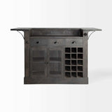 Gray Solid Wood Kitchen Island With Wine Bottle Storage - Homeroots - Flyclothing LLC
