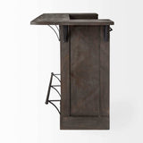 Gray Solid Wood Kitchen Island With Wine Bottle Storage - Homeroots - Flyclothing LLC