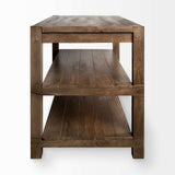 Brown Solid Wood Kitchen Island With Two Tier Smooth Counter Top - Homeroots - Flyclothing LLC