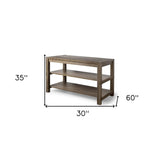 Brown Solid Wood Kitchen Island With Two Tier Smooth Counter Top - Homeroots - Flyclothing LLC