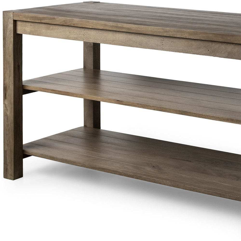 Brown Solid Wood Kitchen Island With Two Tier Smooth Counter Top - Homeroots - Flyclothing LLC