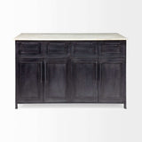 Solid Iron Black Body White Marble Top Kitchen Island With 4 Drawer - Homeroots - Flyclothing LLC