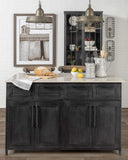 Solid Iron Black Body White Marble Top Kitchen Island With 4 Drawer - Homeroots - Flyclothing LLC