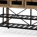 Brown Solid Wood Top Kitchen Island With Two Tier Black Metal Rolling - Homeroots - Flyclothing LLC