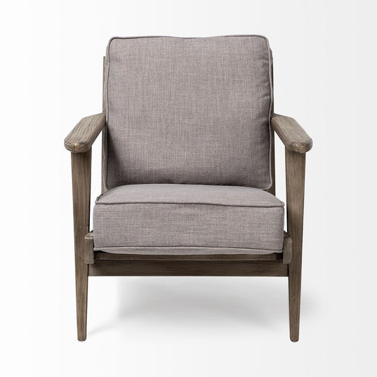 31" Gray And Brown Fabric Lounge Chair - Homeroots