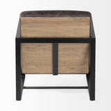 32" Black Genuine Leather Distressed Arm Chair - Homeroots