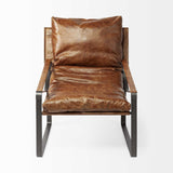 35" Brown And Black Leather Distressed Lounge Chair - Homeroots - Flyclothing LLC