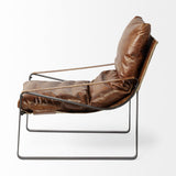 35" Brown And Black Leather Distressed Lounge Chair - Homeroots - Flyclothing LLC