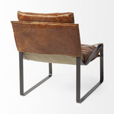 35" Brown And Black Leather Distressed Lounge Chair - Homeroots - Flyclothing LLC