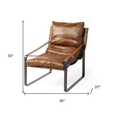 35" Brown And Black Leather Distressed Lounge Chair - Homeroots - Flyclothing LLC