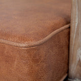 24" Beige and Brown And Brown Leather Arm Chair - Homeroots