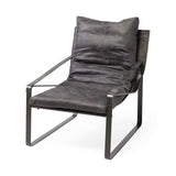 Black Leather Body Accent Chair With Metal Frame - Homeroots - Flyclothing LLC