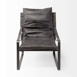 Black Leather Body Accent Chair With Metal Frame - Homeroots - Flyclothing LLC