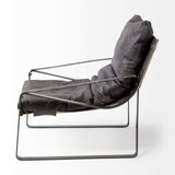 Black Leather Body Accent Chair With Metal Frame - Homeroots - Flyclothing LLC