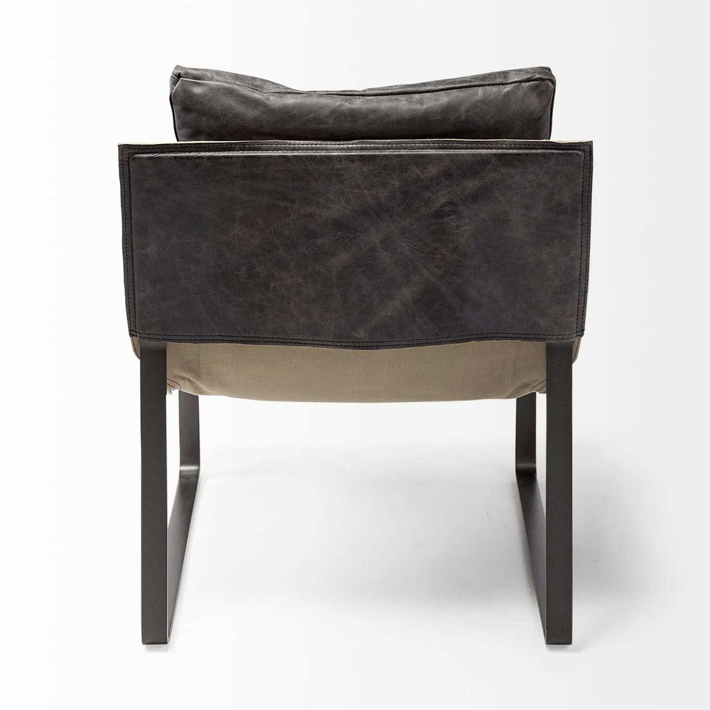 Black Leather Body Accent Chair With Metal Frame - Homeroots - Flyclothing LLC
