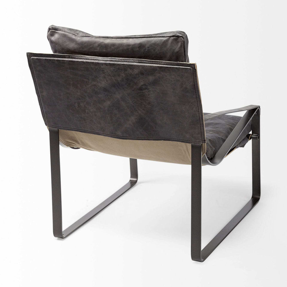 Black Leather Body Accent Chair With Metal Frame - Homeroots - Flyclothing LLC