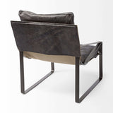 Black Leather Body Accent Chair With Metal Frame - Homeroots - Flyclothing LLC
