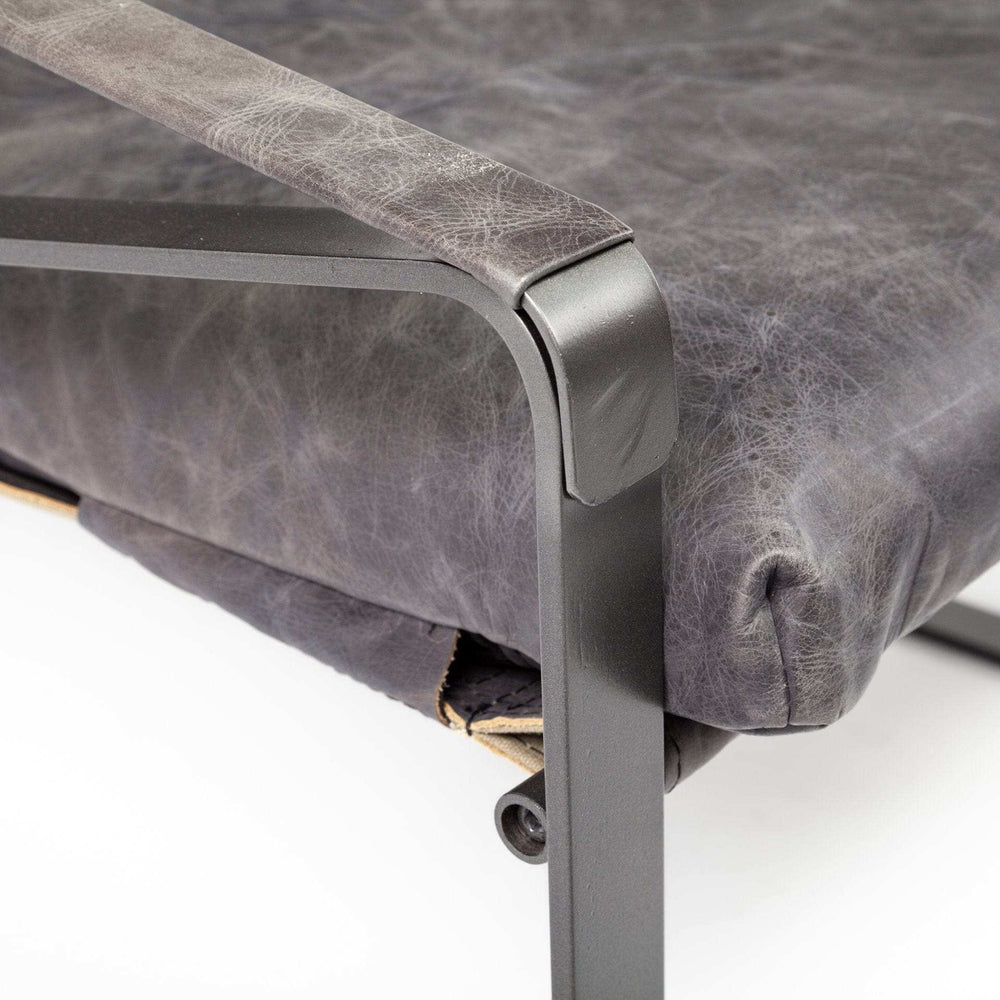 Black Leather Body Accent Chair With Metal Frame - Homeroots - Flyclothing LLC