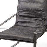 Black Leather Body Accent Chair With Metal Frame - Homeroots - Flyclothing LLC