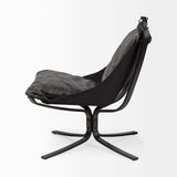 Colarado Black Leather Suspended Seat Accent Chair With Iron Frame - Homeroots - Flyclothing LLC