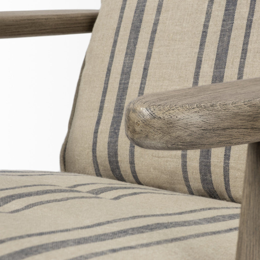 31" Beige and Gray And Brown Fabric Striped Lounge Chair - Homeroots