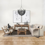 31" Cream And Brown Fabric Lounge Chair - Homeroots