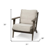 31" Cream And Brown Fabric Lounge Chair - Homeroots