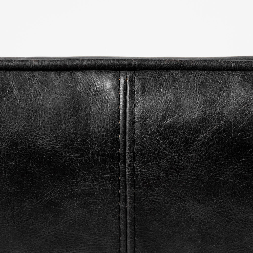 34" Black And Brass Top Grain Leather Distressed Slipper Chair - Homeroots