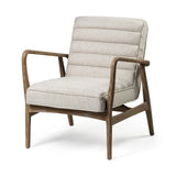 28" Cream And Brown Fabric Lounge Chair - Homeroots