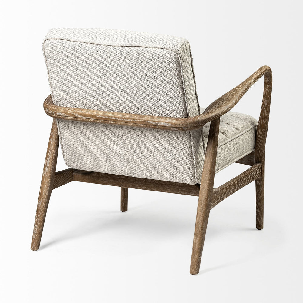 28" Cream And Brown Fabric Lounge Chair - Homeroots