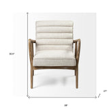 28" Cream And Brown Fabric Lounge Chair - Homeroots