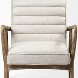 28" Cream And Brown Fabric Lounge Chair - Homeroots