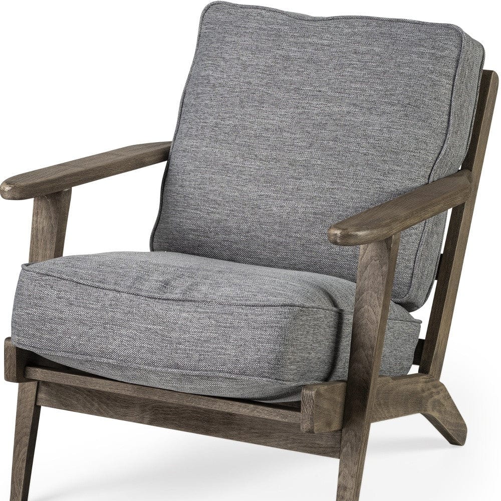 31" Gray And Brown Fabric Lounge Chair - Homeroots