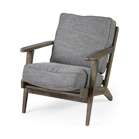 31" Gray And Brown Fabric Lounge Chair - Homeroots