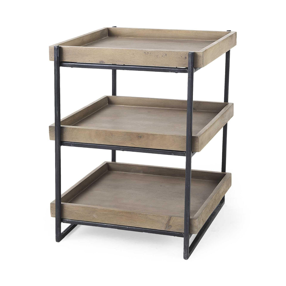 26" Brown Solid Wood Square End Table With Two Shelves - Homeroots - Flyclothing LLC