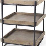 26" Brown Solid Wood Square End Table With Two Shelves - Homeroots - Flyclothing LLC