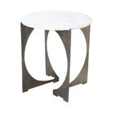 21" Brown And White Marble Round End Table - Homeroots