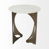 21" Brown And White Marble Round End Table - Homeroots