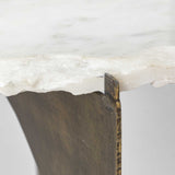 21" Brown And White Marble Round End Table - Homeroots