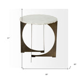 21" Brown And White Marble Round End Table - Homeroots