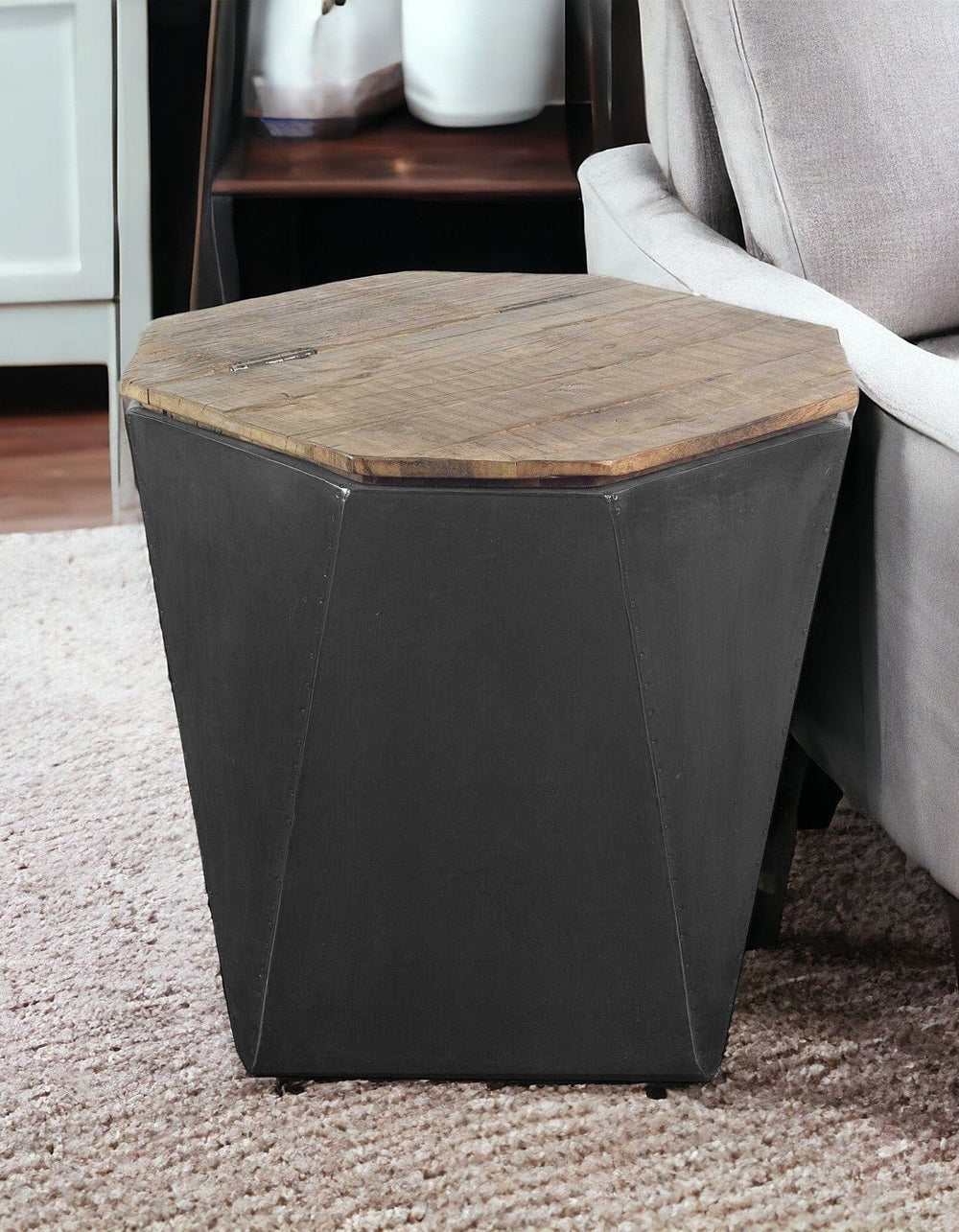 21" Black Solid Wood End Table - Homeroots - Flyclothing LLC