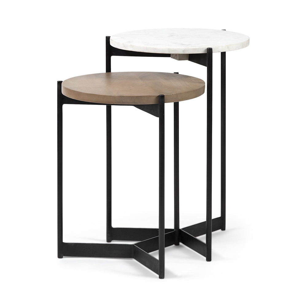24" Brown And White Glass Round End Table - Homeroots - Flyclothing LLC